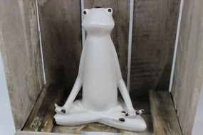 Krémová dekoračná soška sediaca žaba 23cm