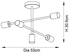 Endon 98786 - Luster na tyči SOHAN 5xE27/10W/230V mosadz
