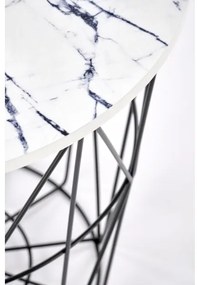 Konferenčný stolík HARISSA 41x42 cm čierna/biely dekor mramoru