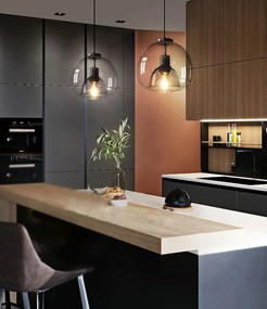 Toolight - závesné sklenené svietidlo s dymového skla E27 60W APP1027-1CP, čierna, OSW-01154