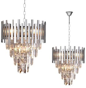 EUlight Luster Aspen II, 1x krištáľové/chrómové kovové tienidlo, (fi 45cm), ch