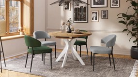 RENZO Dub Wotan/biela noha - OKRÚHLY STÔL Ø110 ROZKLADACÍ DO 180 cm | DO KUCHYNE JEDÁLNE OBÝVAČKY RETRO