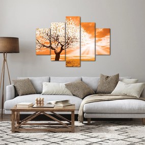 Oranžový obraz stromu (150x105 cm)