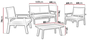 Záhradný set Kekarta (akácia + krémová) (pre 4 osoby). Vlastná spoľahlivá doprava až k Vám domov. 1106306