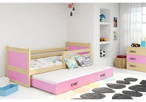 Detská posteľ s výsuvnou posteľou RICO 190x80 cm Ružová Borovica