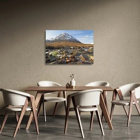Sklenený obraz - Hora s riekou (70x50 cm)