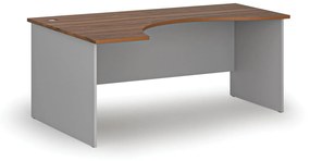 Ergonomický kancelársky pracovný stôl PRIMO GRAY, 1800 x 1200 mm, ľavý, sivá/orech
