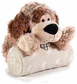 Darčeková deka s huňatým hnedým psíkom