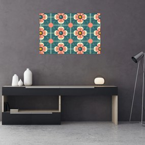 Obraz - Retro vzor s kvetmi (90x60 cm)