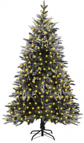 vidaXL Umelý vianočný stromček s LED a vločkami snehu 210 cm PVC a PE-