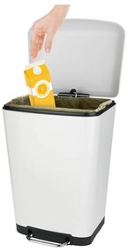 Biely pedálový odpadkový kôš Wenko, 30 l