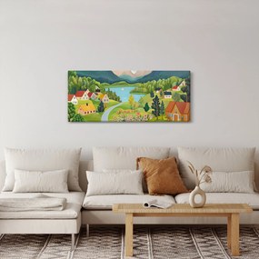 Obraz - Dedina v horách (120x50 cm)