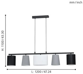 Eglo 98588 - Luster na lanku ALMEIDA 5xE14/25W/230V