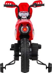 Ramiz Detská motorka Cross na batérie červená + pomocné kolieska + LED zvuky