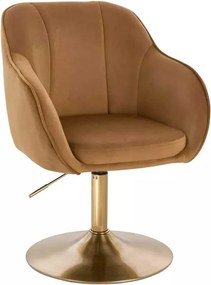 LuxuryForm DESIGN Stolička AVOLA VELUR na zlatom tanieri - medová
