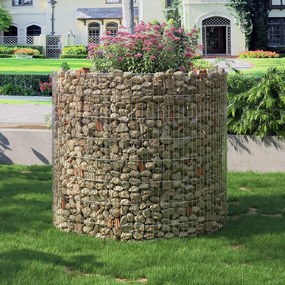 Gabion, okrúhly kovový kamenný kôš, strieborný