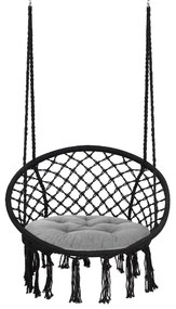 Bluegarden Bluegarden, závesné kreslo v štýle Boho s vankúšom čierne 490129A, OGR-03542