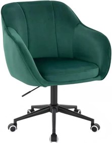 LuxuryForm DESIGN Stolička AVOLA VELUR na čiernej podstave s kolieskami - zelená