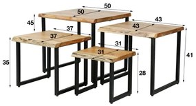 Konferenčný stôl 21-53 Edge 50x50cm 4-set Drevo Acacia  - Komfort-nábytok
