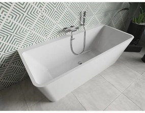 Mexen Volta, voľne stojaca nástenna vaňa 170 x 75 cm, biela, chrómový prepad, 51131707500-01