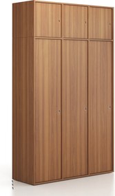 Nadstavba pre skrine FRAME, 3x dvere, 1299 x 450 x 427 mm, cylindrický zámok, orech