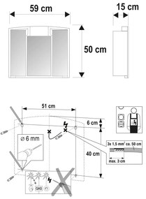 Aqualine, ANGY galérka 59x50x15cm, 1x12W, biela plast, 541202