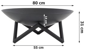 ZÁHRADNÉ OHNISKO NEREO ČIERNE 80 cm