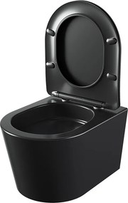 BPS-koupelny Závesná WC misa so SoftClose sedadlom HYD-4667, čierna matná