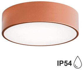 Vonkajšie stropné svietidlo so senzorom CLEO 2xE27/24W/230V pr. 30 cm medená IP54