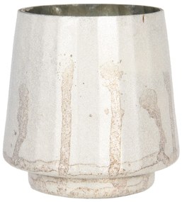 Strieborný svietnik na čajovú sviečku s patinou a odreninami - Ø 13 * 13 cm
