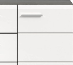 Komoda so zásuvkami Salsa, 80 cm, šedý dub/biela lesk