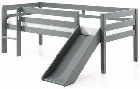 Sivá detská vyvýšená posteľ so šmykľavkou Vipack Pino, 90 x 200 cm