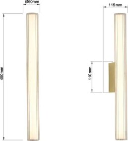 LED kúpeľňové osvetlenie na zrkadlo LINEA LED/8W/230V 3000/4000/6000K IP44 45 cm zlaté