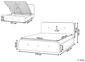 Čalúnená posteľ s úložným priestorom 160 x 200 cm tmavosivá RENNES II Beliani