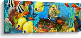 Obraz - Farebný koralový útes (s hodinami) (90x30 cm)