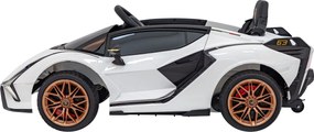 Ramiz Lamborghini SIAN batéria pre deti biela + diaľkové ovládanie + EVA + pomalý štart + zvuková LED dióda