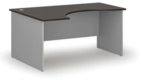 Ergonomický kancelársky pracovný stôl PRIMO GRAY, 1600 x 1200 mm, ľavý, sivá/wenge