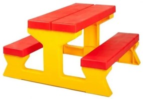 STAR PLUS Detský záhradný nábytok - Stôl a lavičky červeno-žltý
