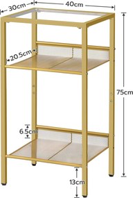 Odkladací stolík Vasagle Nortia 40 cm číry/zlatý