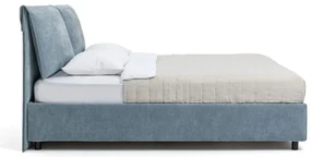 Modrá čalúnená dvojlôžková posteľ s úložným priestorom s roštom 160x200 cm Myra Pillow – Bonami Selection