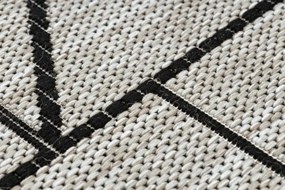 Behúň SIZAL FLOORLUX 20605 trojuholníky geometrický - strieborný, čierny