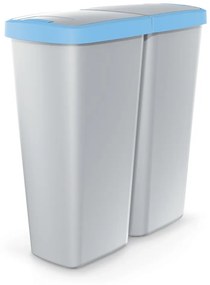 Odpadkový kôš DUO sivý, 50 l, modrá / sivá