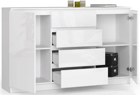 Komoda K160 2D 4SZ CLP biela, lesk