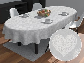 Biante Dekoračný oválny obrus PML-071 Srdce s ornamentami na sivom 100x160 cm