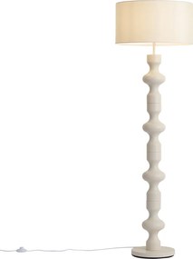 Retro stojaca lampa béžová s látkovým tienidlom 160 cm - Captain