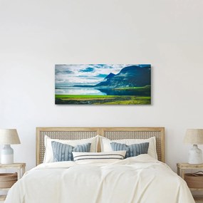 Obraz jazera s horami (120x50 cm)