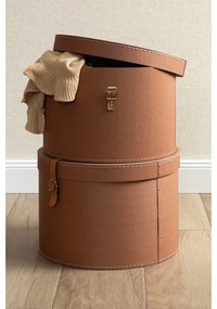 Hnedé kartónové úložné boxy v súprave 2 ks s vekom/dekoratívne ø 37,5x25 cm Rut Restore Paper Laminate – Bigso