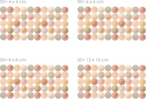 Akvarelové bodky boho 50 ks textilní prelepiteľné nálepky na stenu 50 ks 4x4 cm