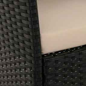 Záhradná súprava 2 kresiel, pohovky a stolíka HWC-N98 - antracit, krémový vankúš