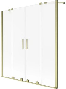 Mexen Velar Duo, 2-krídlová vaňová zástena s posuvnými dverami 140 x 150 cm, námraza, zlatý matný profil, 896-140-000-32-55